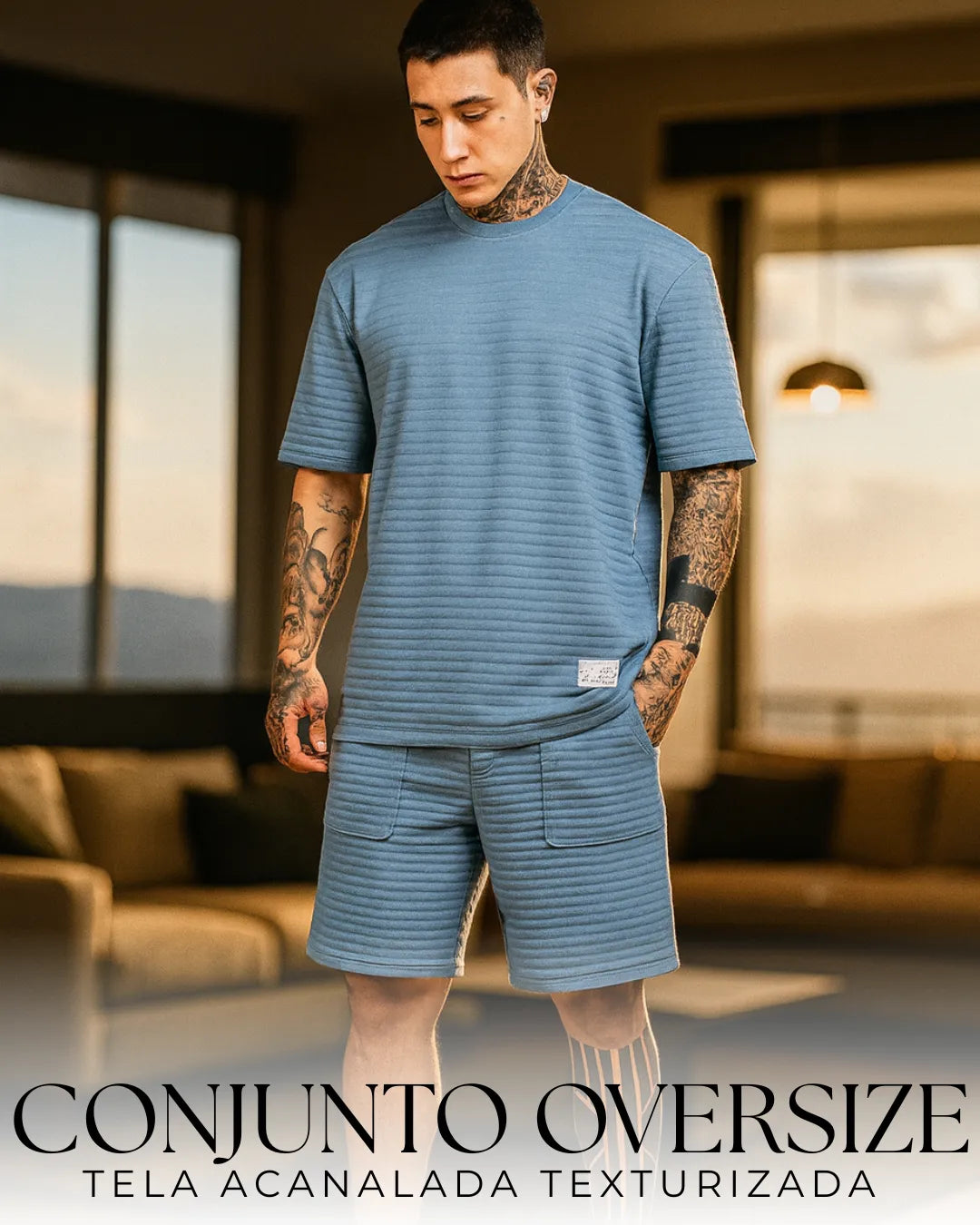 CONJUNTO OVERSIZED/BERMUDA TEXTURA