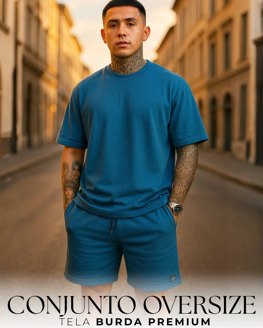 CONJUNTO CAMISETA OVERSIZE + PANTALONETA