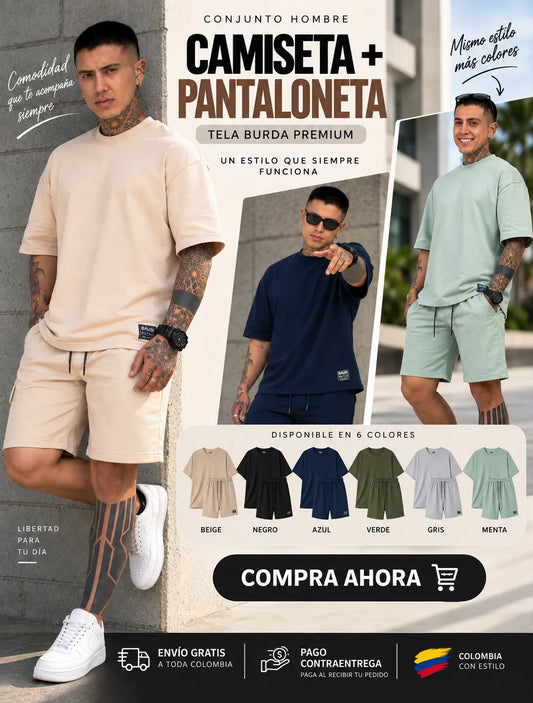 CONJUNTO CAMISETA OVERSIZE + PANTALONETA